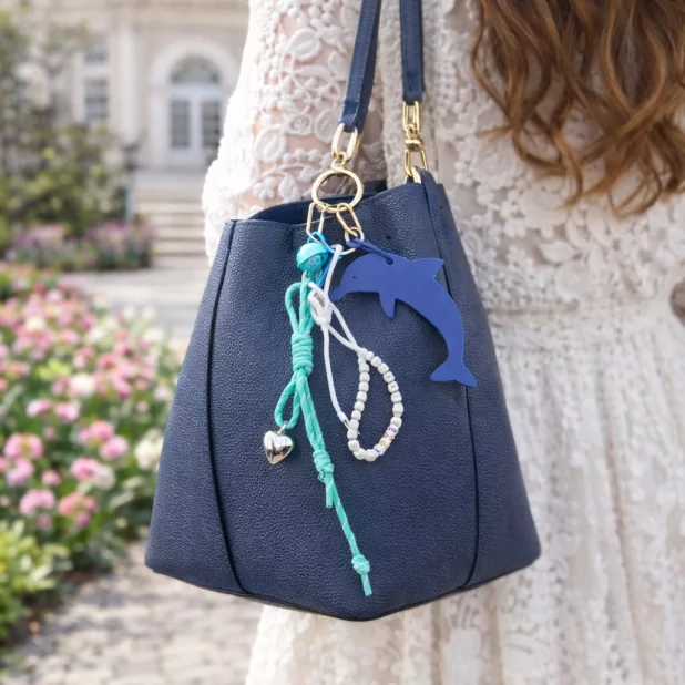 Porte clefs dauphin et perles