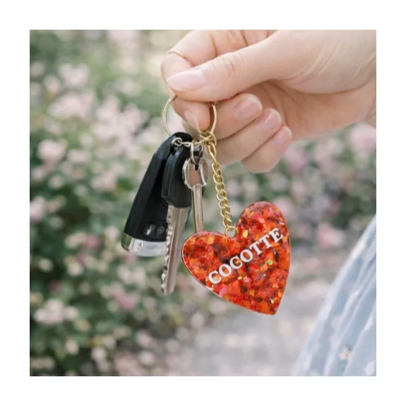 Porte clefs cœur à message - cocotte