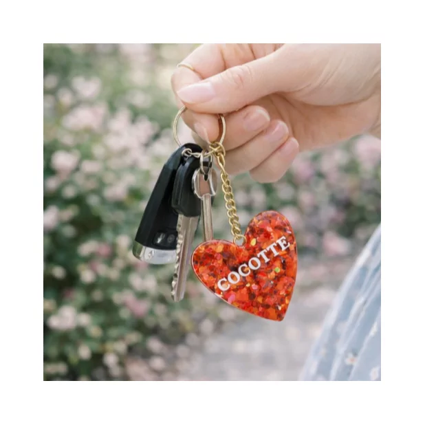 Porte clefs cœur à message - cocotte