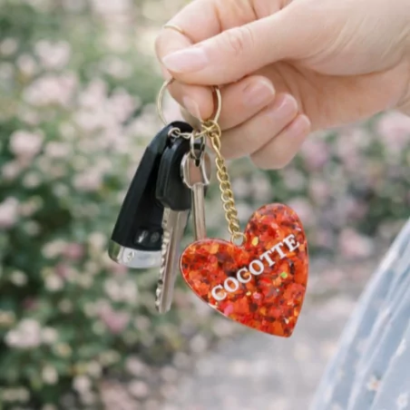 Porte clefs cœur à message - cocotte
