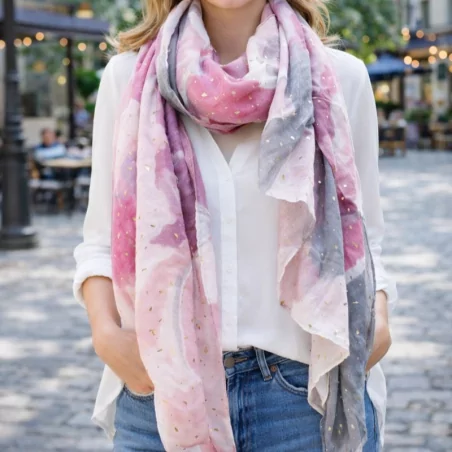 Écharpe légère à motif abstrait avec lurex