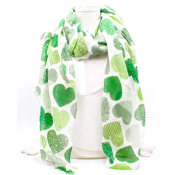 Echarpe motifs cœurs avec détails dorés