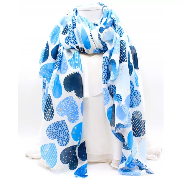 Echarpe motifs cœurs avec détails dorés