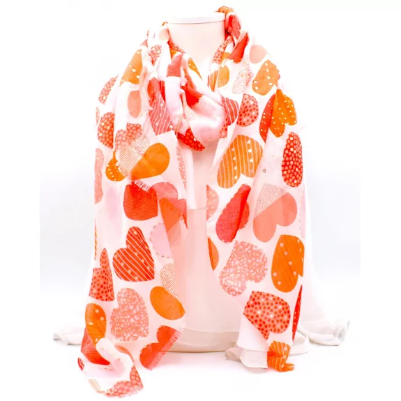 Echarpe motifs cœurs avec détails dorés