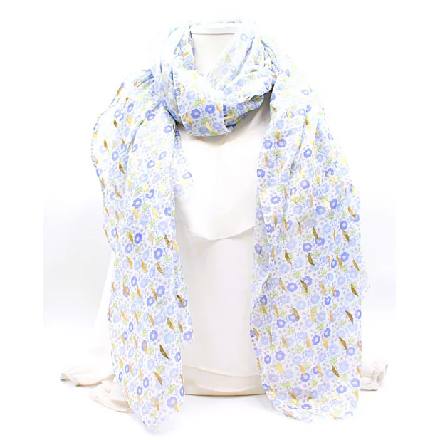 Écharpe Femme Florale à Feuilles Dorées
