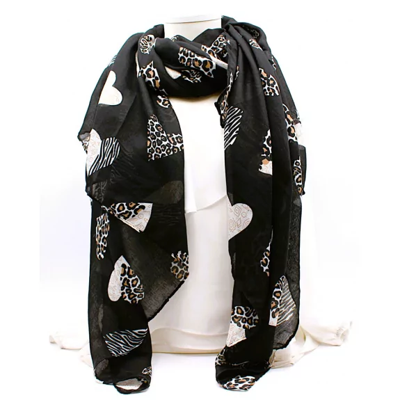 Écharpe Femme Motif Cœur Animal