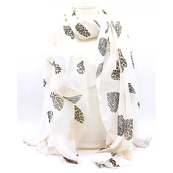 Écharpe Femme Motif Cœur Animal