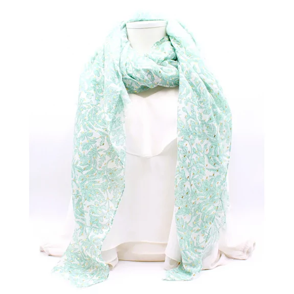 Écharpe Femme Motif Feuillage & Lurex Doré