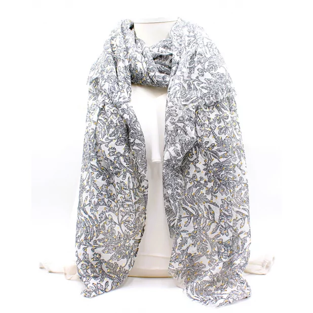 Écharpe Femme Motif Feuillage & Lurex Doré