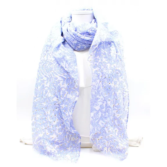 Écharpe Femme Motif Feuillage & Lurex Doré