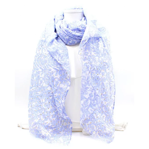 Écharpe Femme Motif Feuillage & Lurex Doré