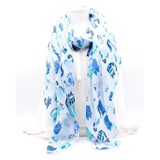 Echarpe femme motifs chats