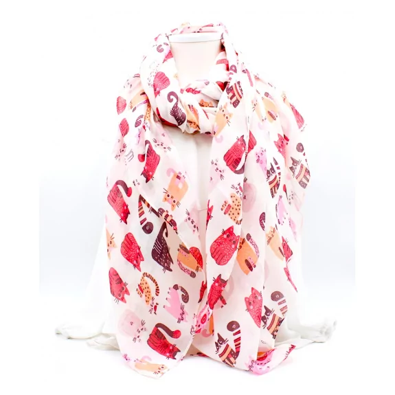 Echarpe femme motifs chats