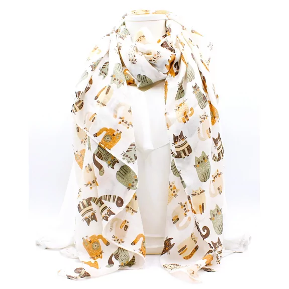 Echarpe femme motifs chats