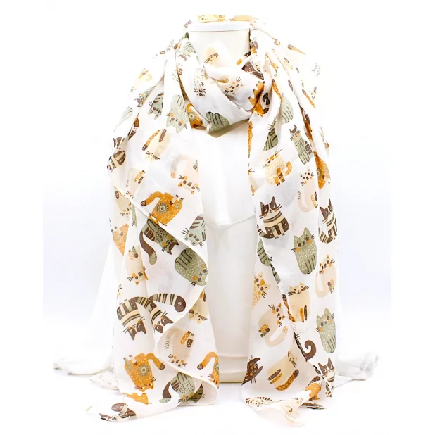 Echarpe femme motifs chats