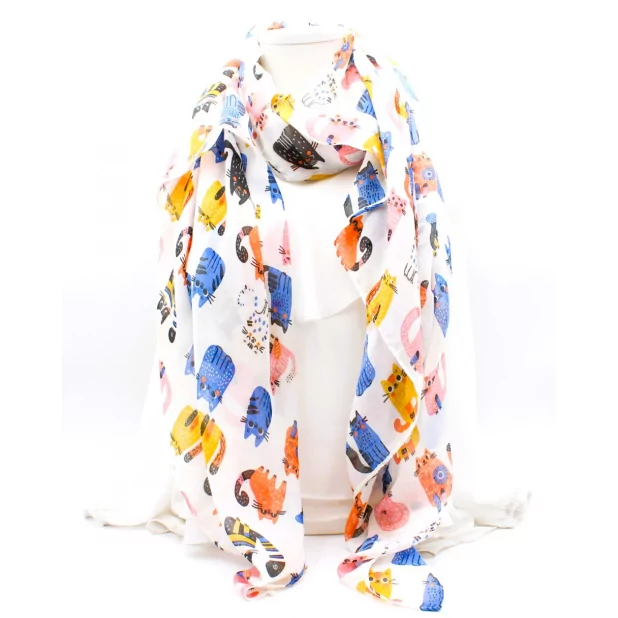 Echarpe femme motifs chats