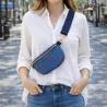 Pochette Banane Femme en Coton Effet Jean – Cœurs Rouges Brodés