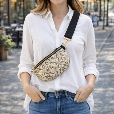 Sac Banane Tissé Motif Géométrique