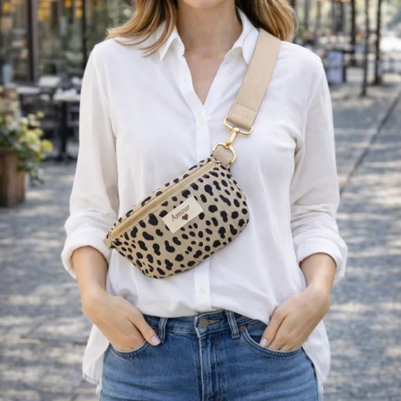 Banane femme coton motif animal – Message « Amour »