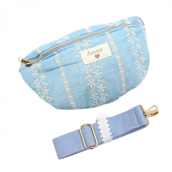 Banane en coton brodé – Esprit jean – Message « Amour »