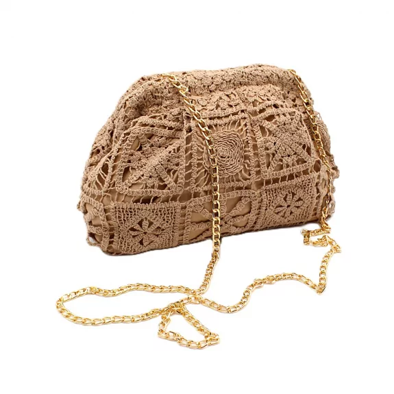 Sac à bandoulière femme en dentelle avec chaîne dorée