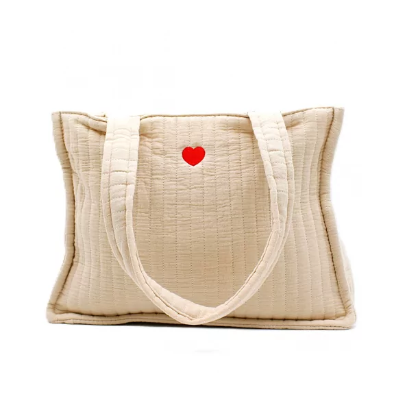Tote bag femme en coton avec cœur brodé
