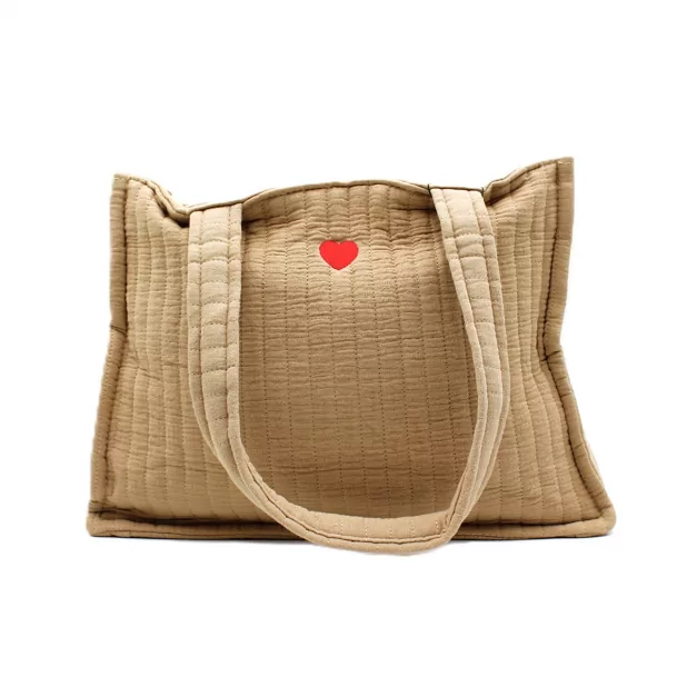 Tote bag femme en coton avec cœur brodé
