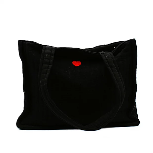 Tote bag femme en coton avec cœur brodé