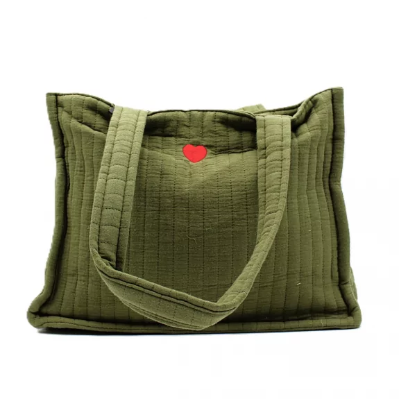 Tote bag femme en coton avec cœur brodé