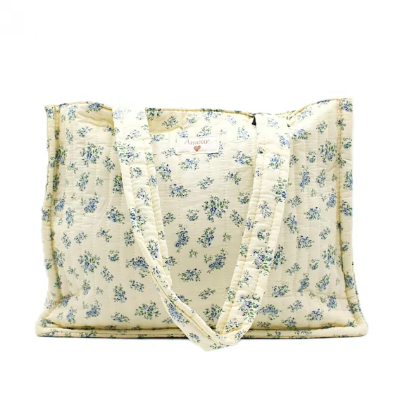 Tote bag en coton floral message AMOUR