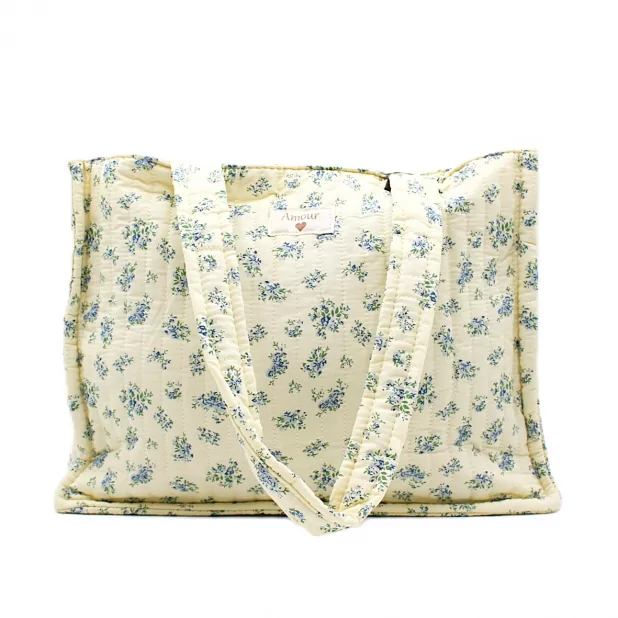Tote bag en coton floral message AMOUR