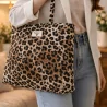 Tote bag femme motif léopard en coton avec message AMOUR