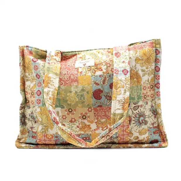 Tote bag patchwork en coton avec message AMOUR