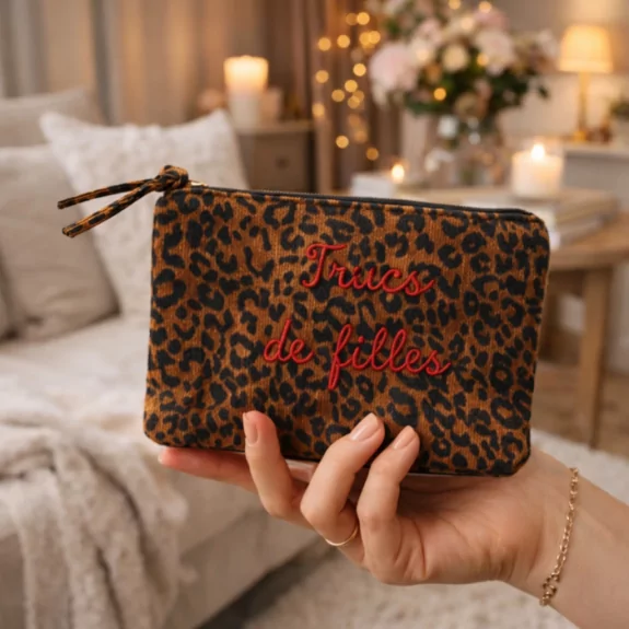 Pochette léopard message - Trucs de filles