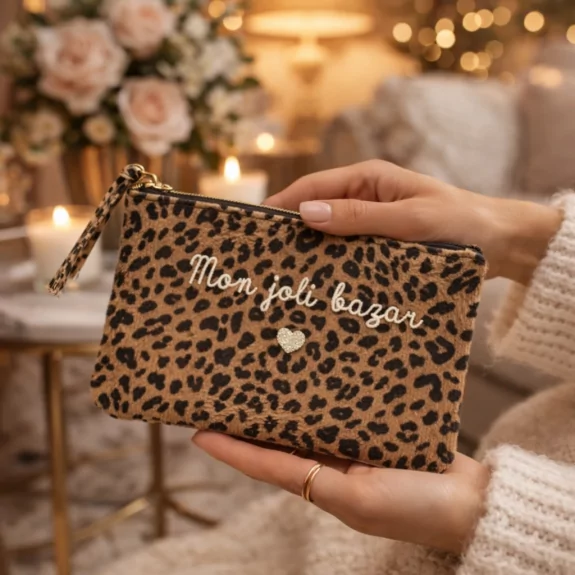 Pochette léopard message - Mon joli bazar