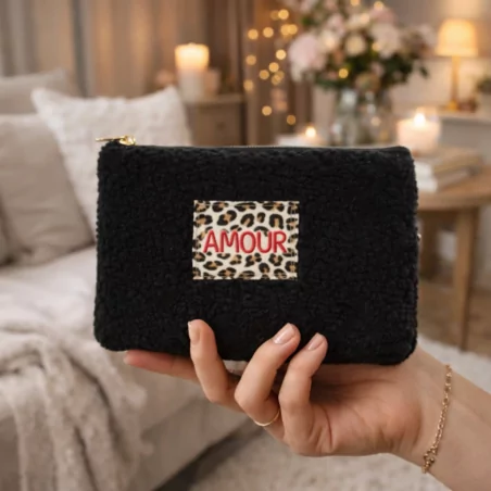Pochette message moumoute - AMOUR léopard