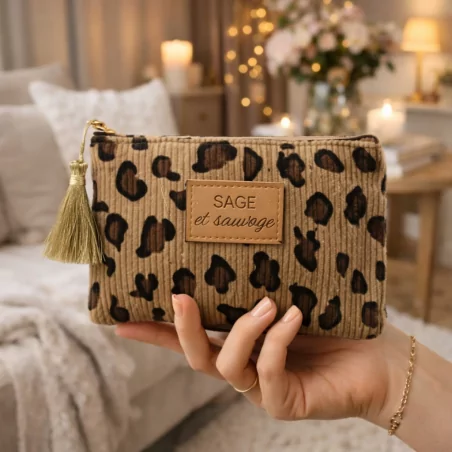 Petite pochette léopard - sage et sauvage