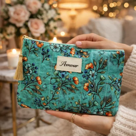 Pochette motif floral message amour