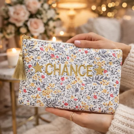 Pochette motif floral message chance