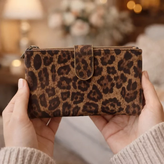 Grand porte monnaie aspect léopard