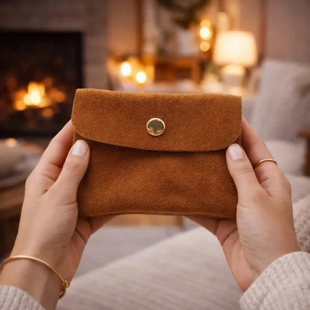 Petit porte monnaie cuir retourné