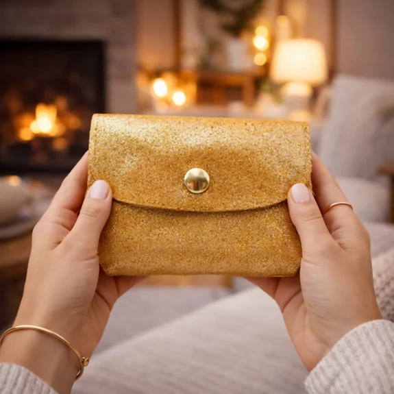 Petit porte-monnaie en cuir irisé