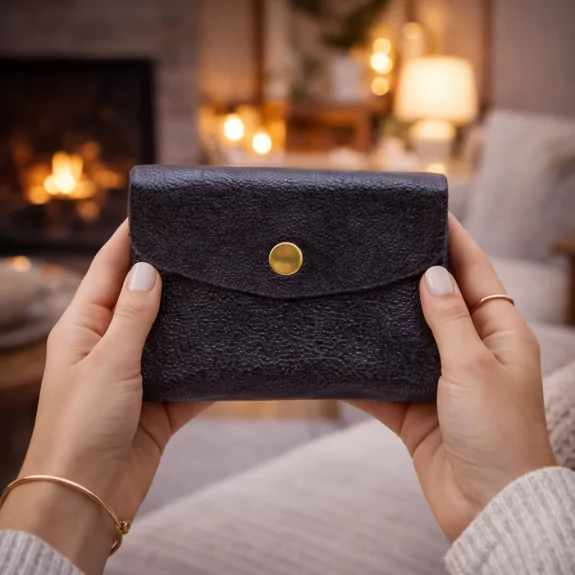 Grand porte monnaie cuir pailleté