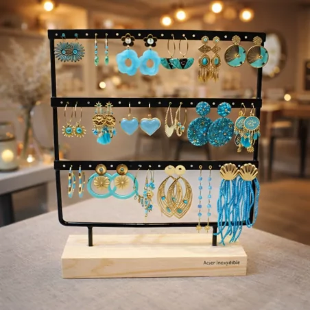 Pack de 18 boucles d'oreilles acier - TURQUOISE