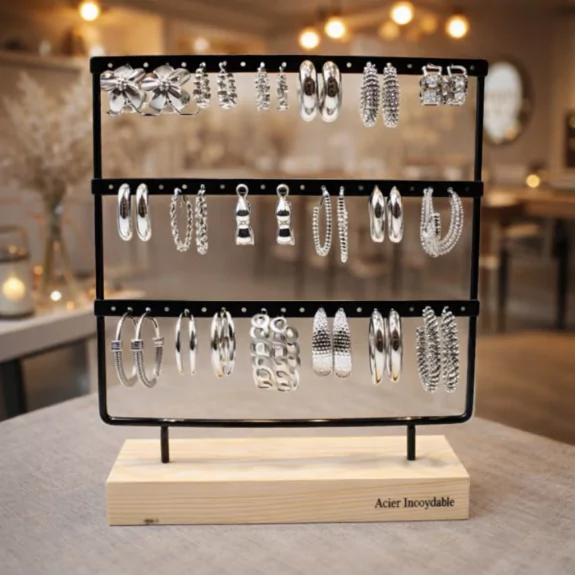 Pack 18 créoles acier inoxydable argenté