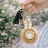 Porte clefs en acier et fausse fourrure