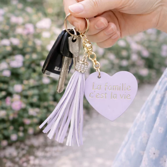 Porte clefs avec message la famille c'est la vie