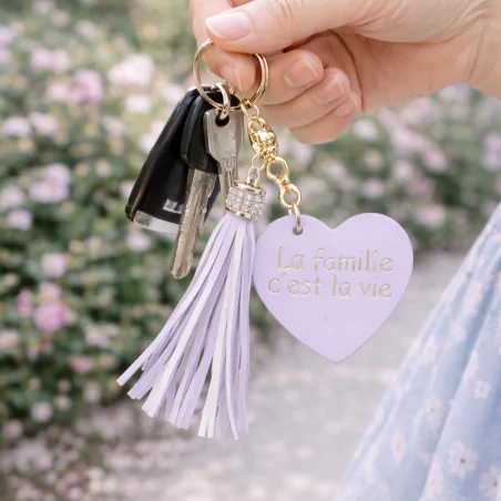 Porte clefs avec message la famille c'est la vie