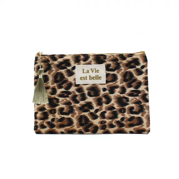 Pochette léopard « La vie est belle »