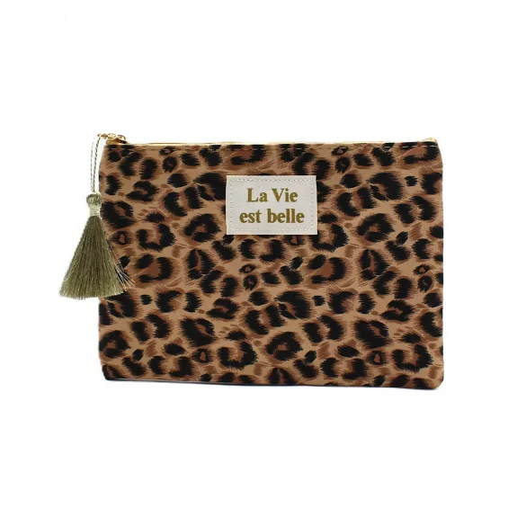 Pochette léopard « La vie est belle »